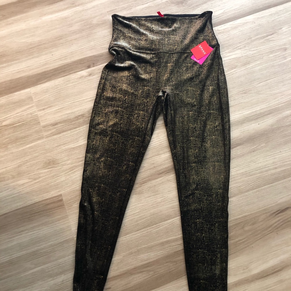 Brand new Spanx leggings velvet black and gold XL